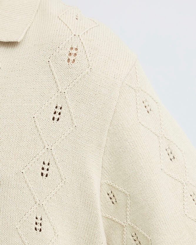 POLO IN MAGLIA TRAFORATA - BEIGE CHIARO