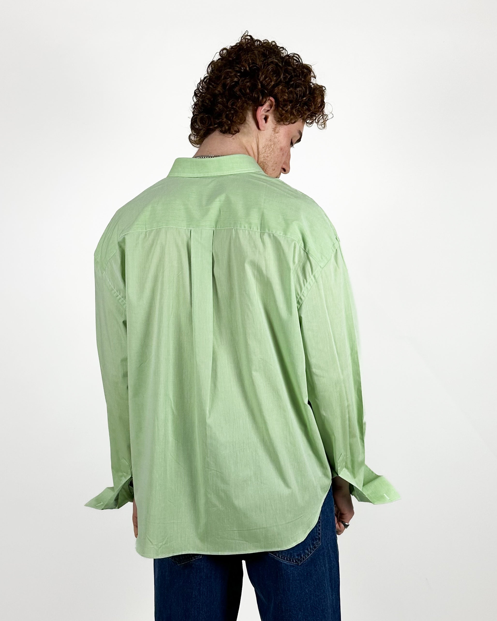 CAMICIA OVERSIZE FONDO TONDO - VERDE MELA