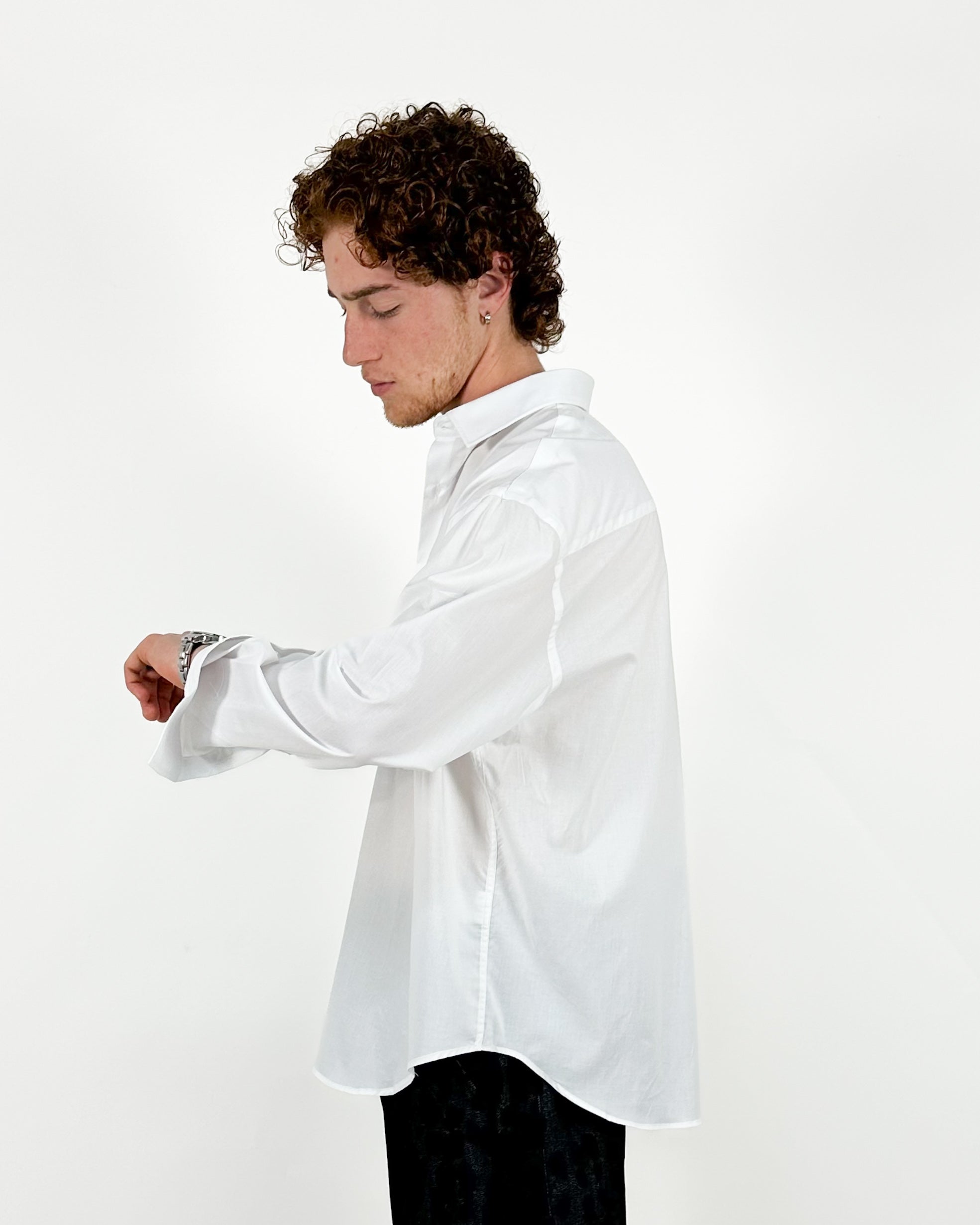 CAMICIA OVERSIZE FONDO TONDO - BIANCO