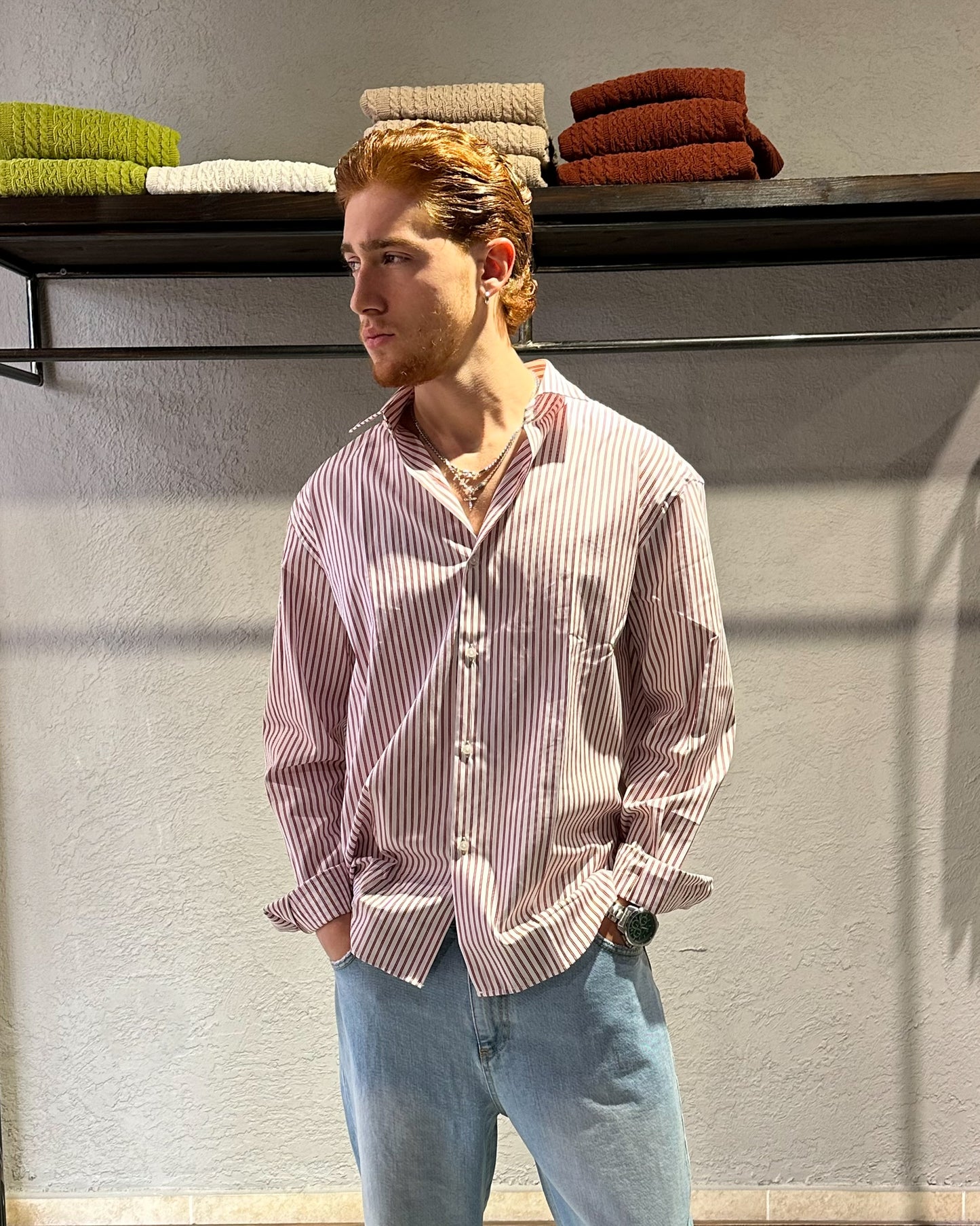 CAMICIA OVER RIGATA