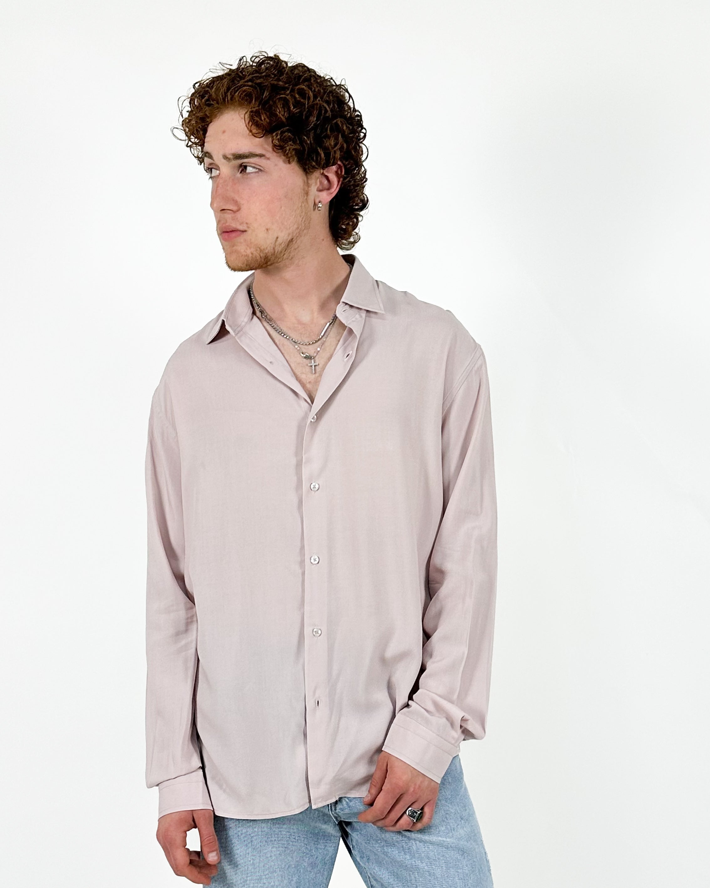 CAMICIA OVER IN VISCOSA - ROSA ANTICO