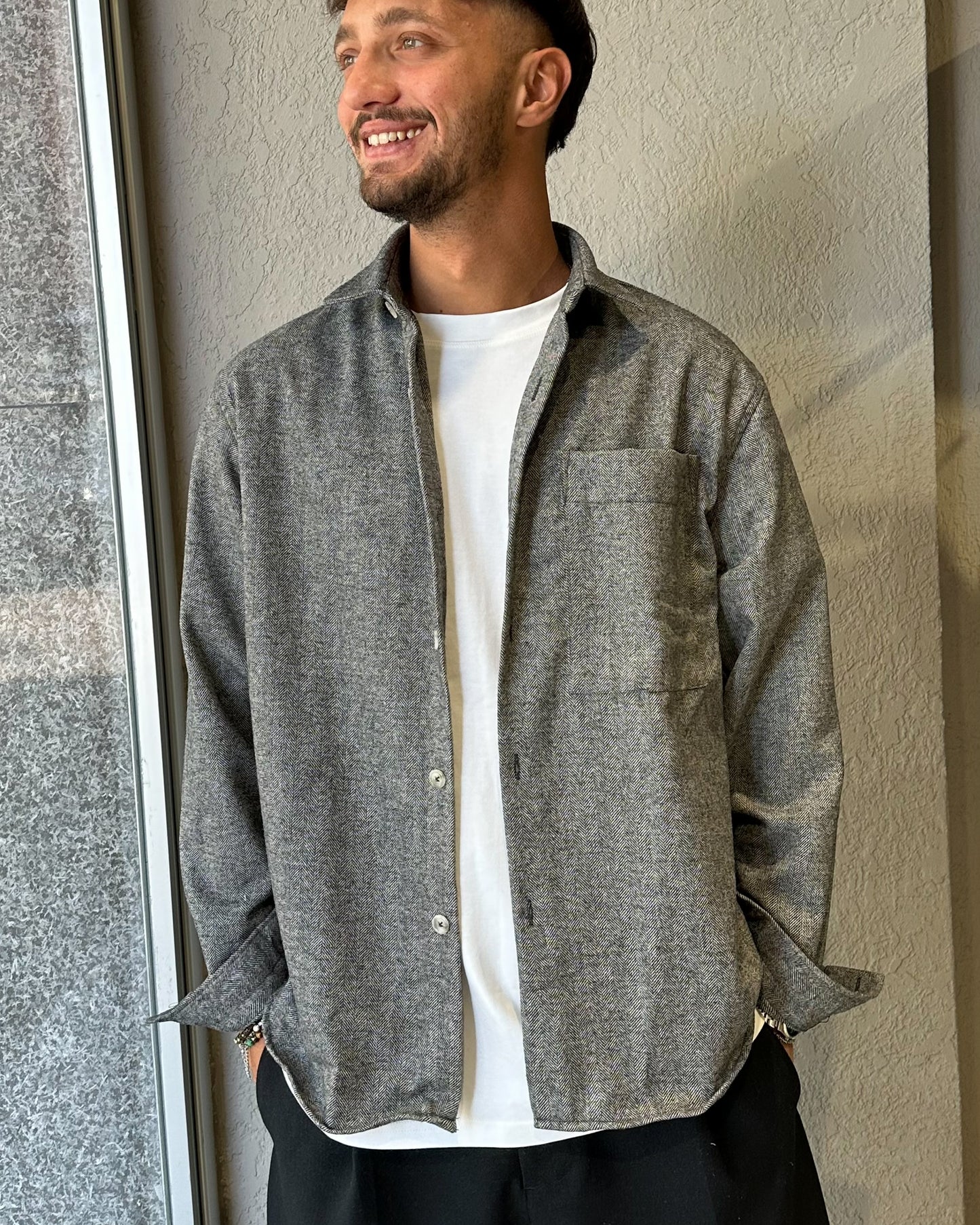 CAMICIA IN FLANELLA SPIGATA - GRIGIO