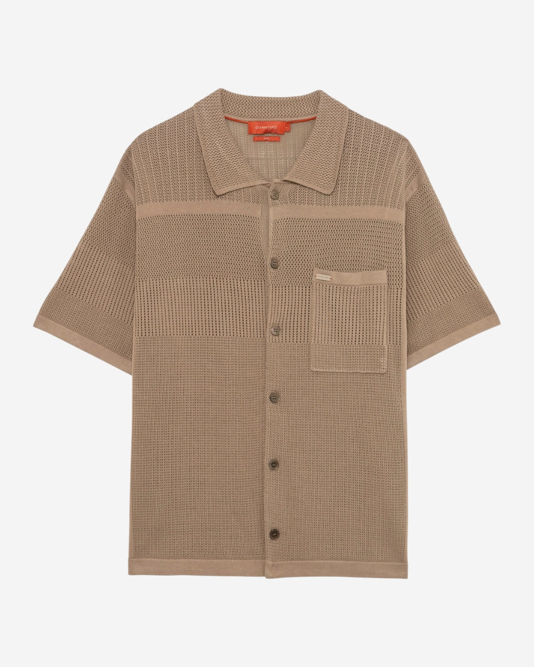 CAMICIA IN MAGLIA TRAFORATA - CAMEL