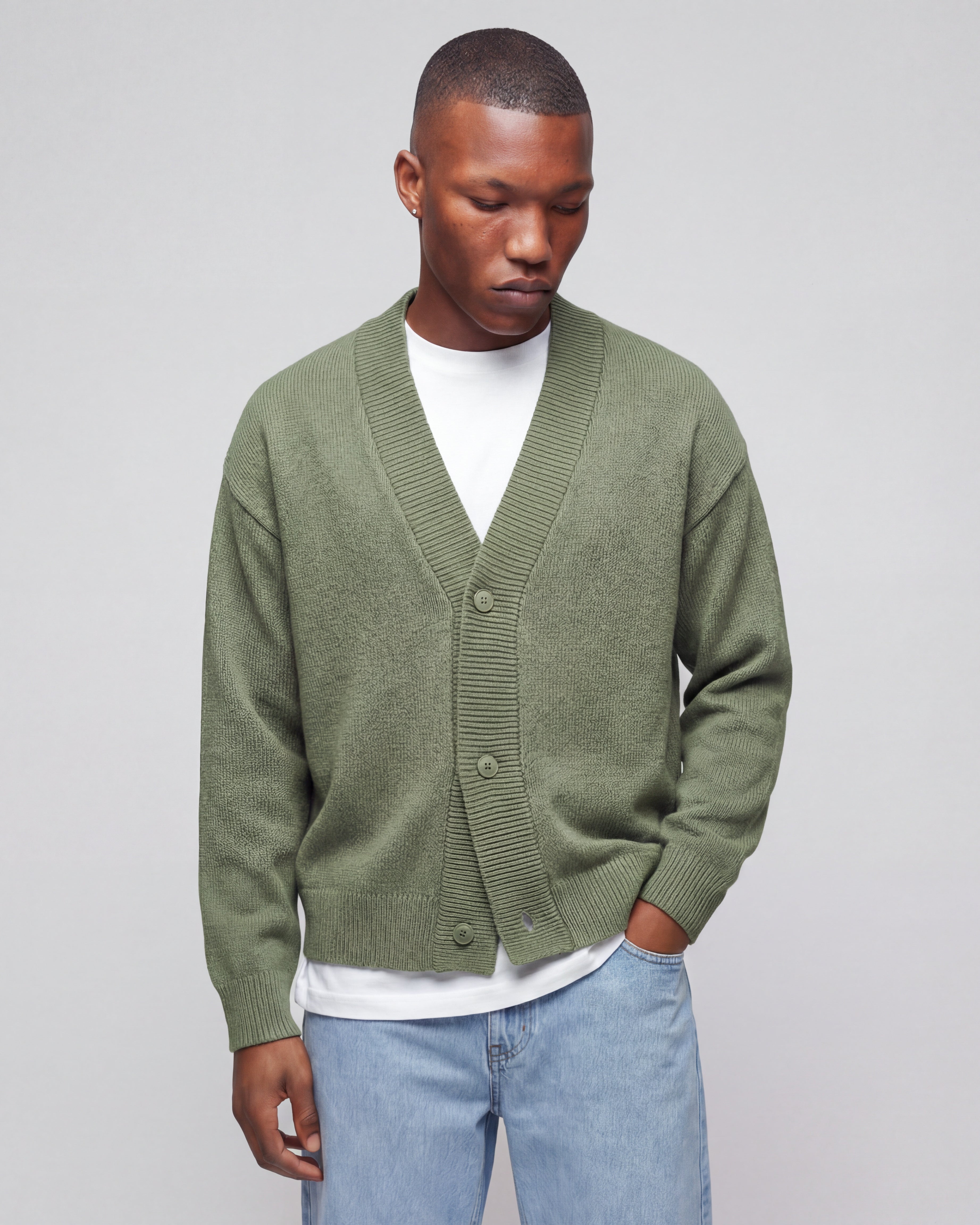 CARDIGAN ESSENTIAL FIT - VERDE SALVIA