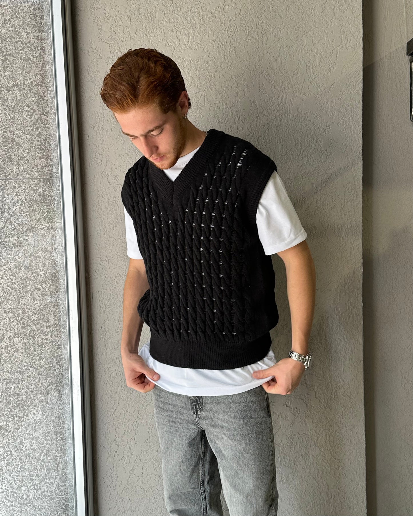 GILET IN MAGLIA INTRECCIATA