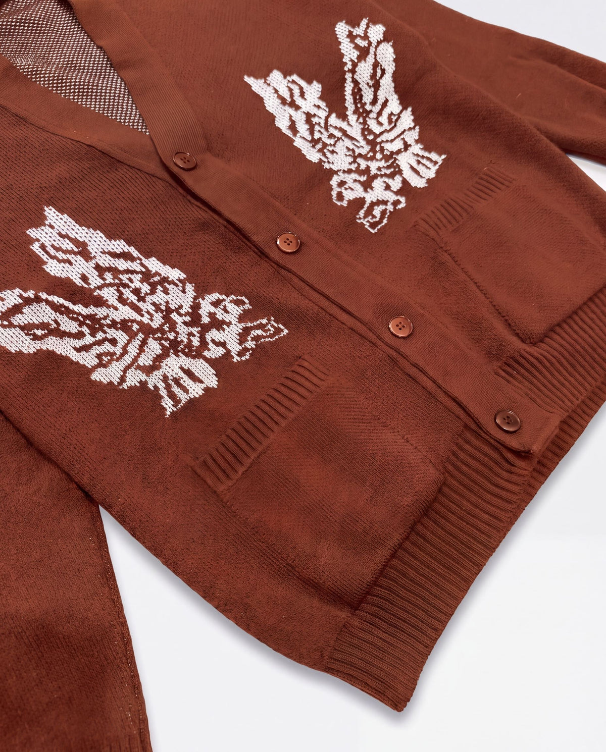 CARDIGAN OVER TERRA DI SIENA CON MOTIVO JACQUARD