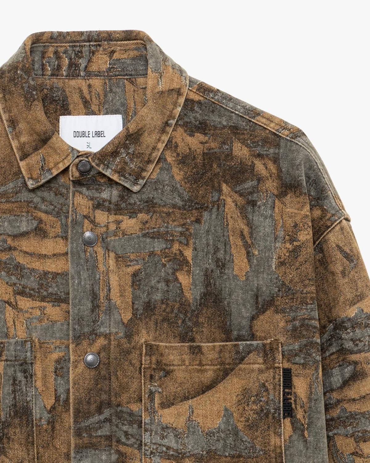 Camicione Double Label dettaglio colletto e tasche
