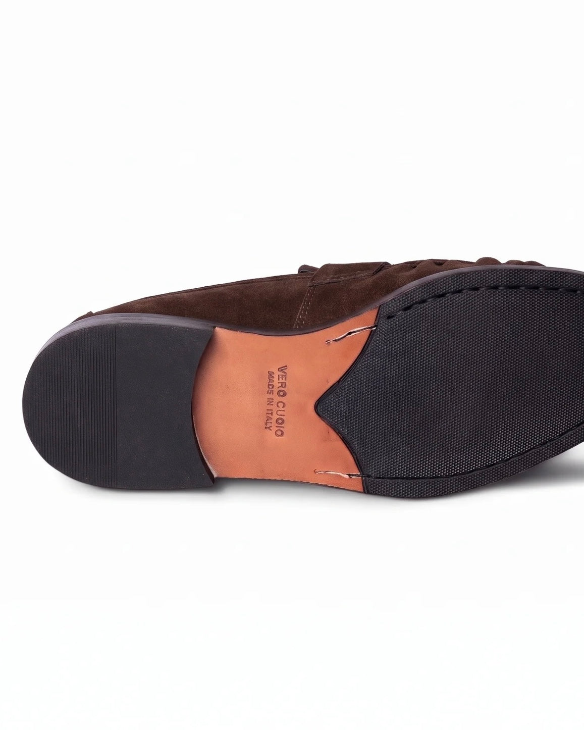 Suola del mocassino, dettaglio vero cuoio made in Italy