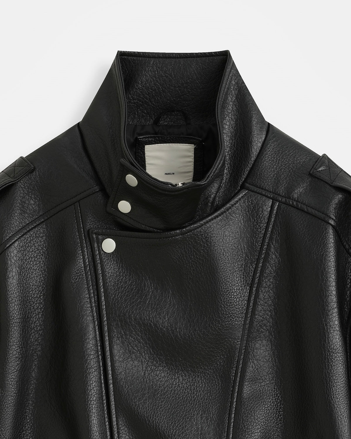 Giacca oversize in ecopelle nera - dettaglio
