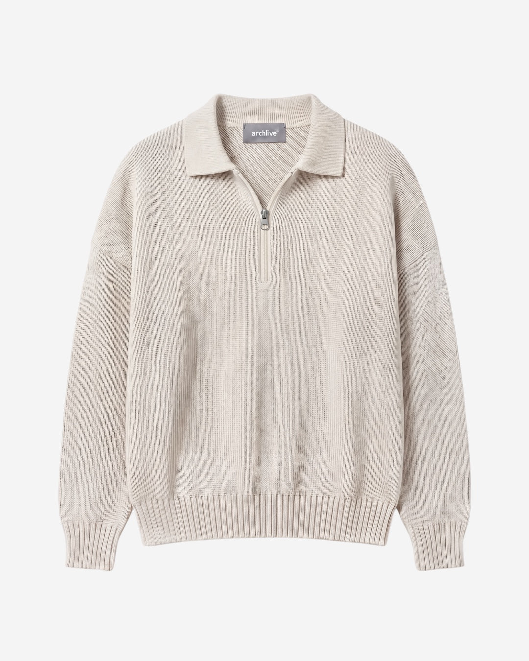 POLO IN MAGLIA ZIP OVERSIZE - PANNA