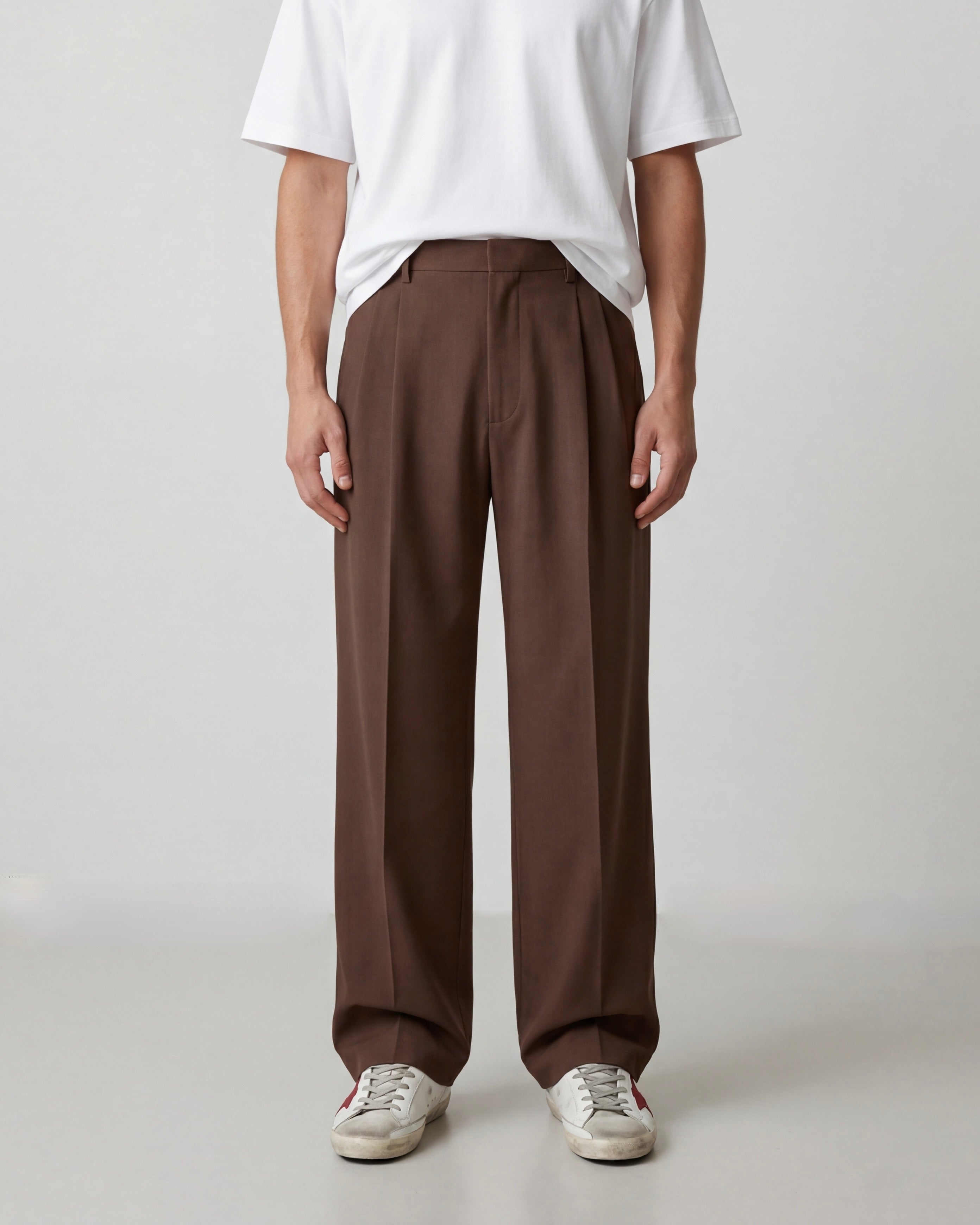 PANTALONE WIDE PENCE - MARRONE