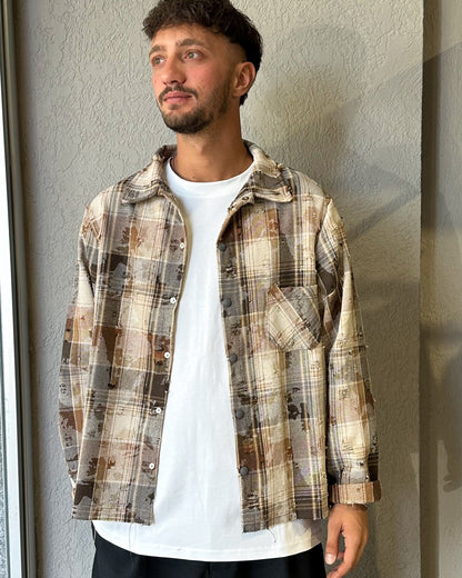 CAMICIA OVER A QUADRI MARRONE