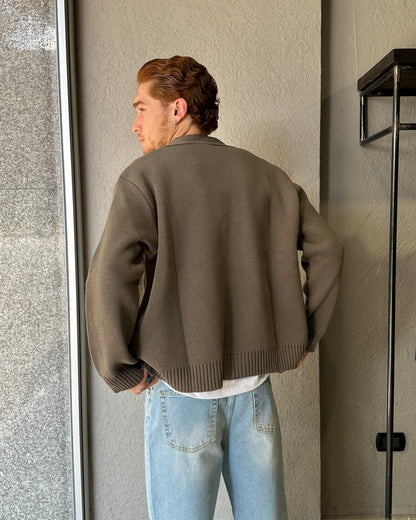 CARDIGAN CROP FIT - MARRONE TAUPE