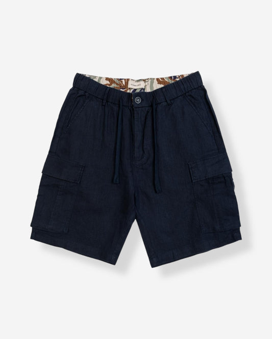 BERMUDA CARGO IN LINO - BLU