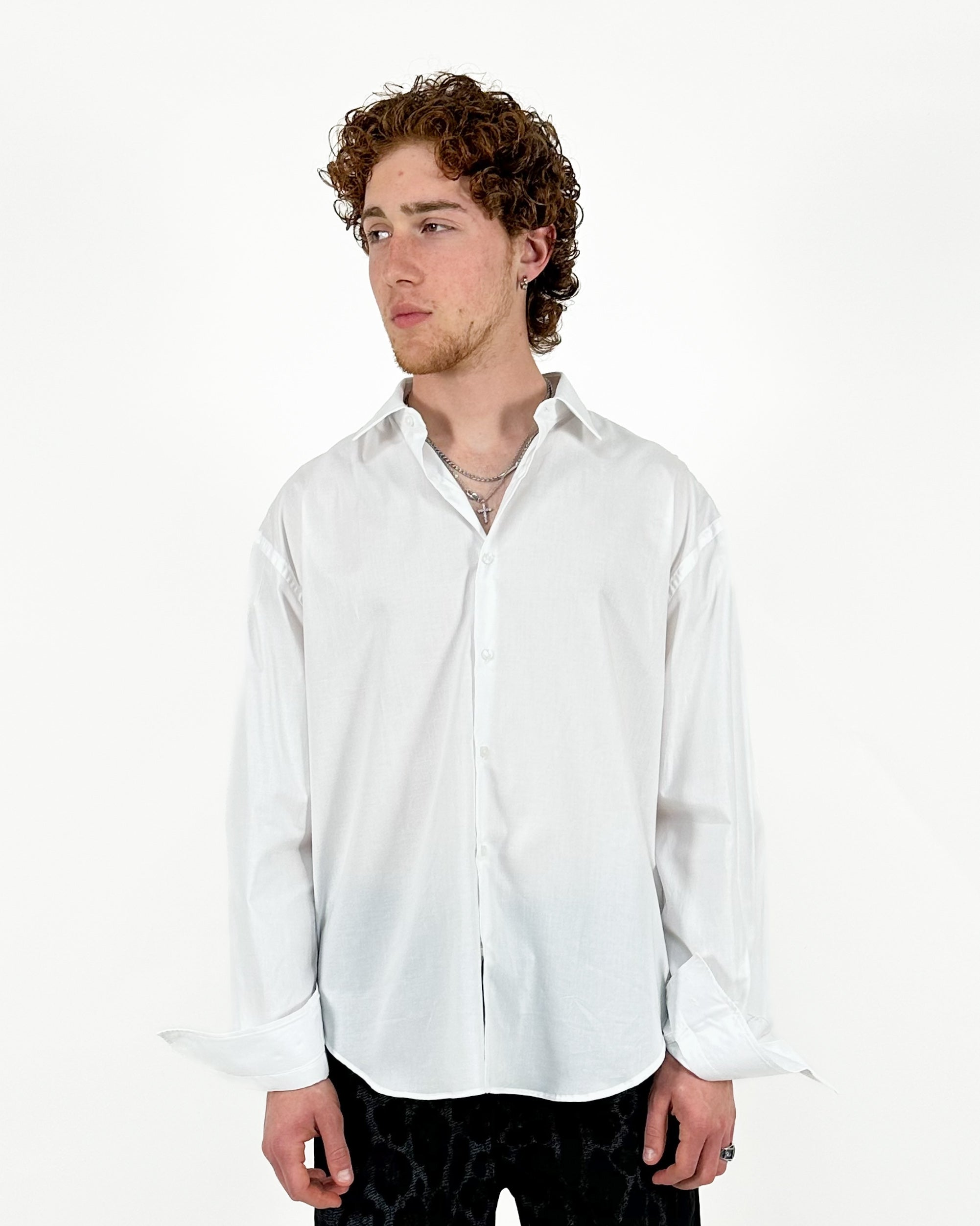 CAMICIA OVERSIZE FONDO TONDO - BIANCO