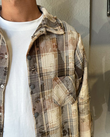 CAMICIA OVER A QUADRI MARRONE