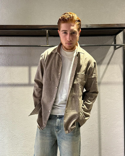 CAMICIA IN FLANELLA SPIGATA - SABBIA