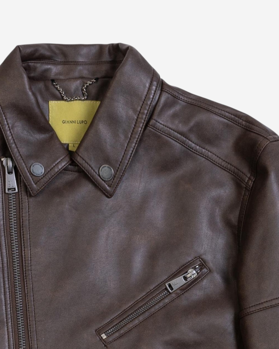 GIACCA MARRONE - STILE BIKER