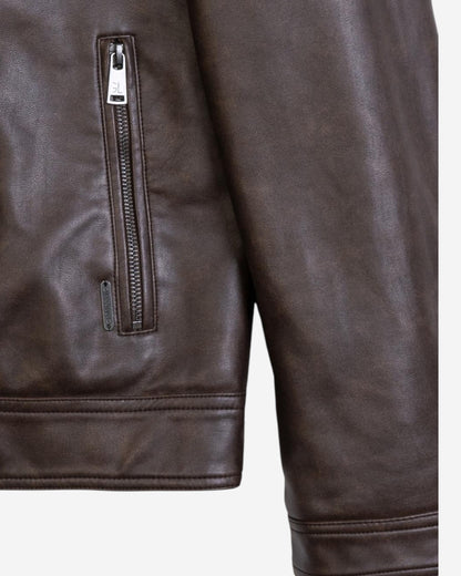 GIACCA MARRONE - STILE BIKER