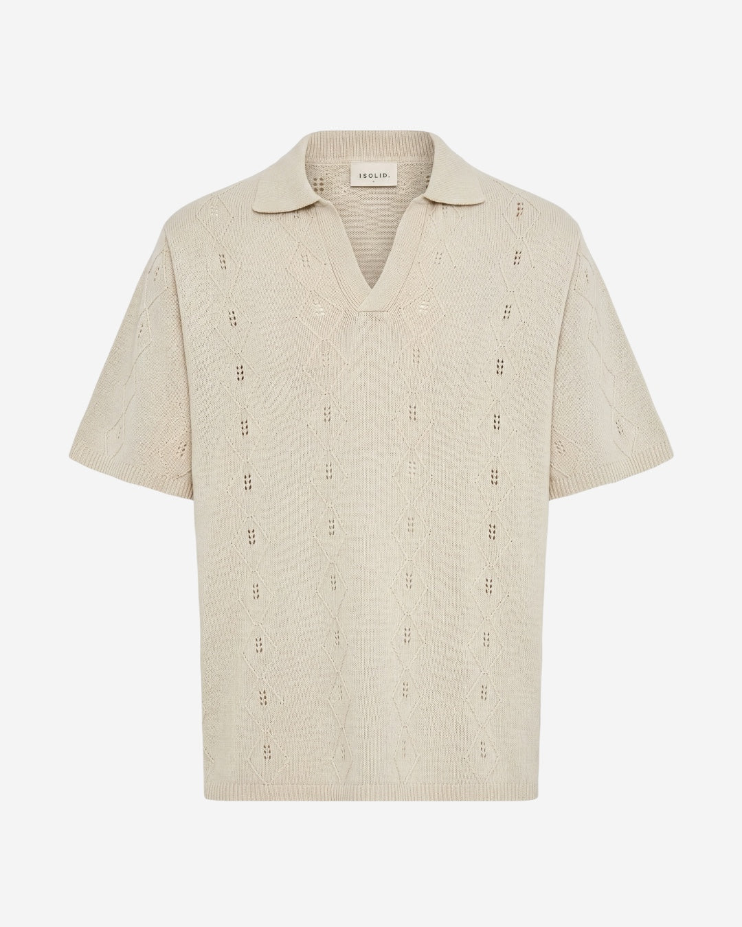 POLO IN MAGLIA TRAFORATA - BEIGE CHIARO