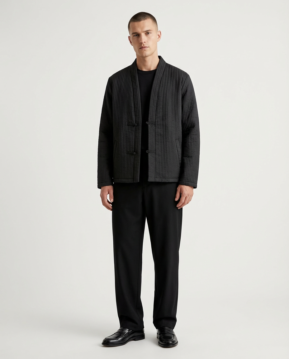GIACCA KIMONO NERA MINIMAL