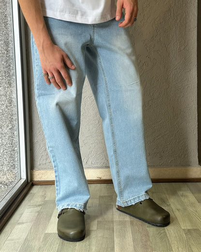 JEANS GAMBA LARGA DENIM CHIARO