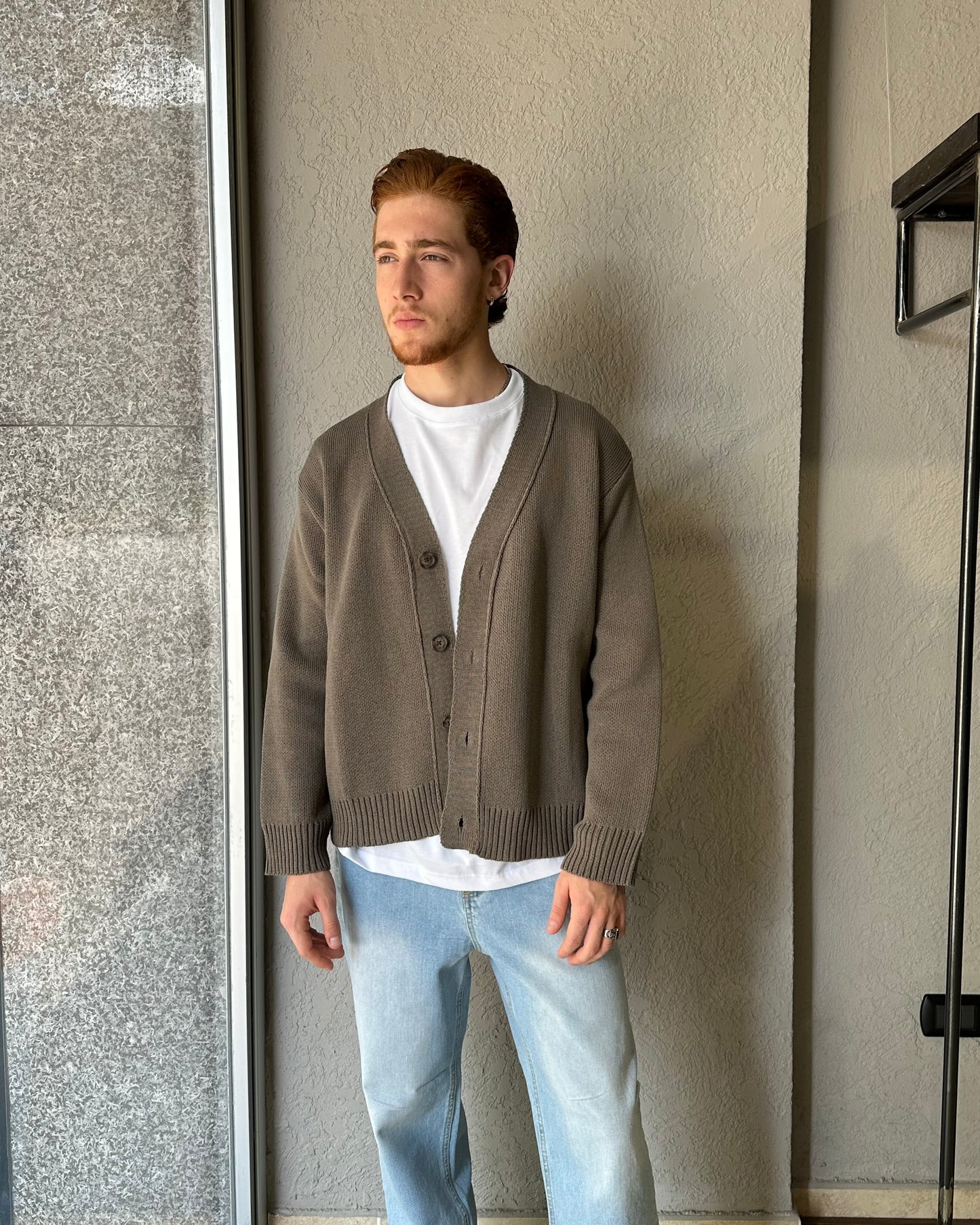 CARDIGAN CROP FIT - MARRONE TAUPE