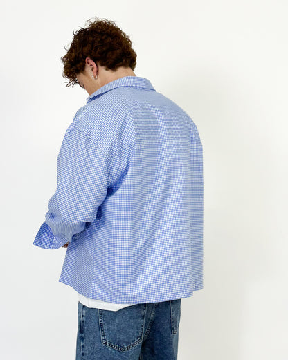 CAMICIA A QUADRI - CELESTE
