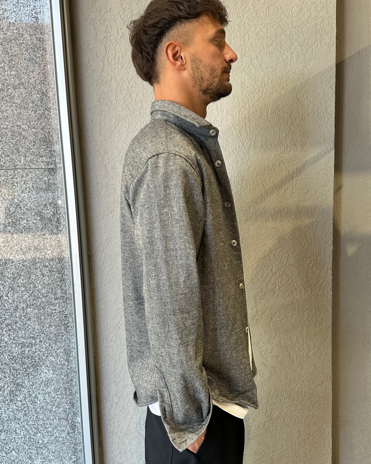 CAMICIA IN FLANELLA SPIGATA - GRIGIO