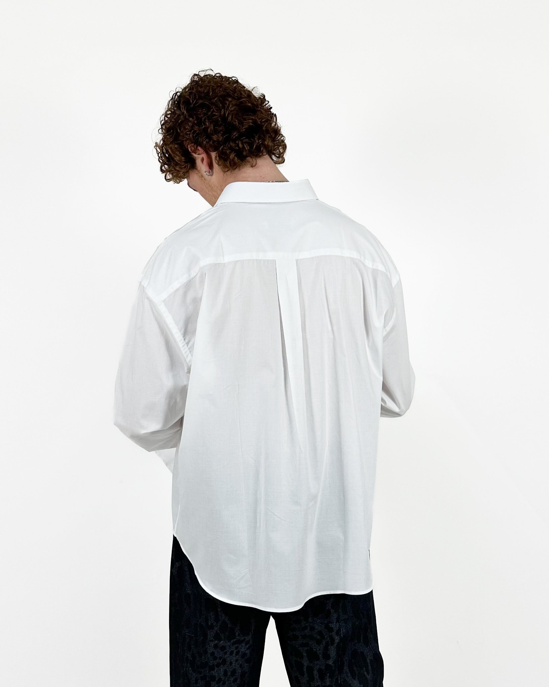 CAMICIA OVERSIZE FONDO TONDO - BIANCO
