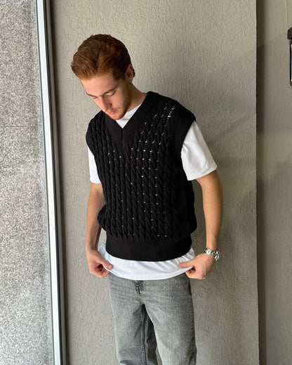GILET IN MAGLIA INTRECCIATA