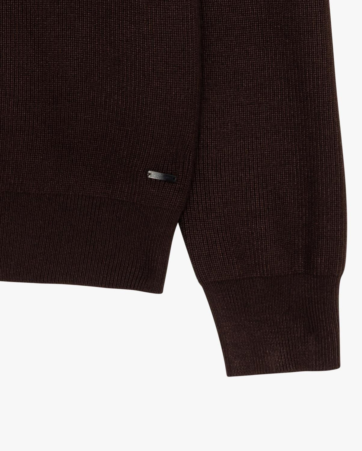 Maglioncino mezza zip marrone dettaglio fondo