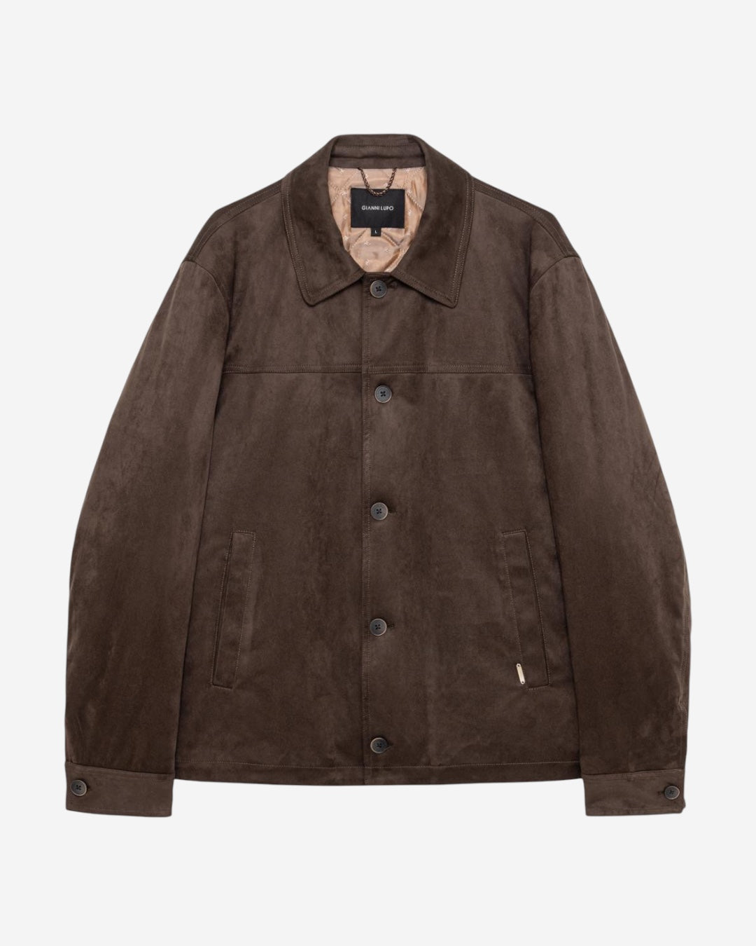 Giacca marrone effetto camoscio Gianni Lupo frontale