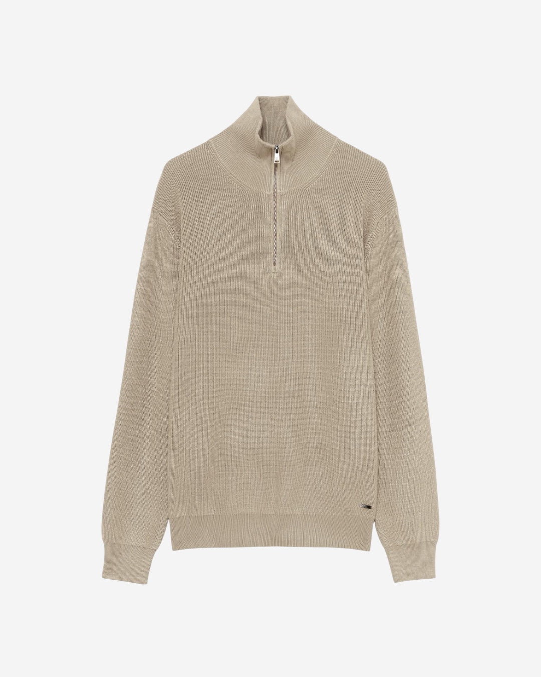 Maglioncino mezza zip sabbia frontale