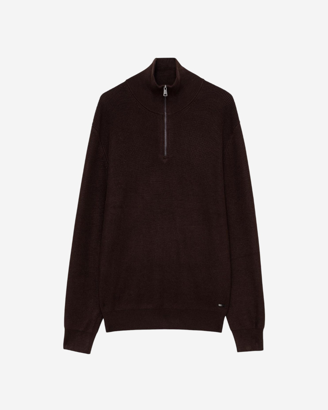 Maglioncino mezza zip marrone frontale