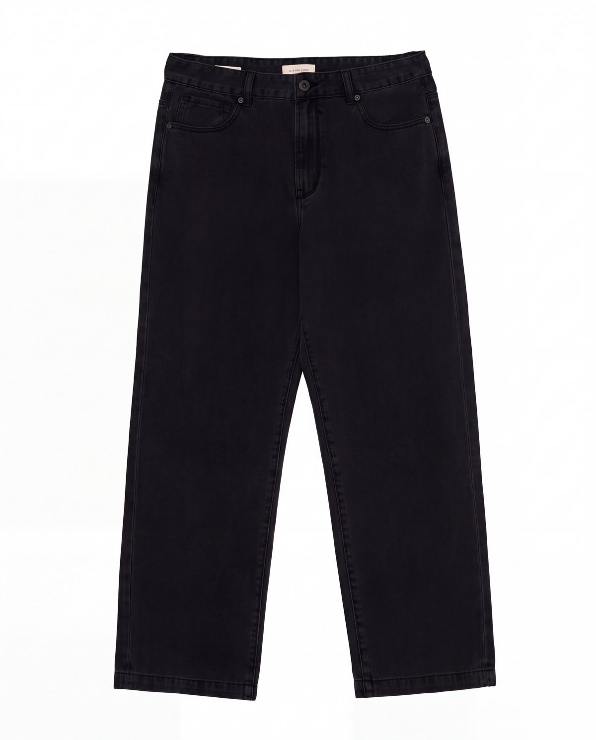 PANTALONE BAGGY COTONE JEANSATO NERO GIANNI LUPO
